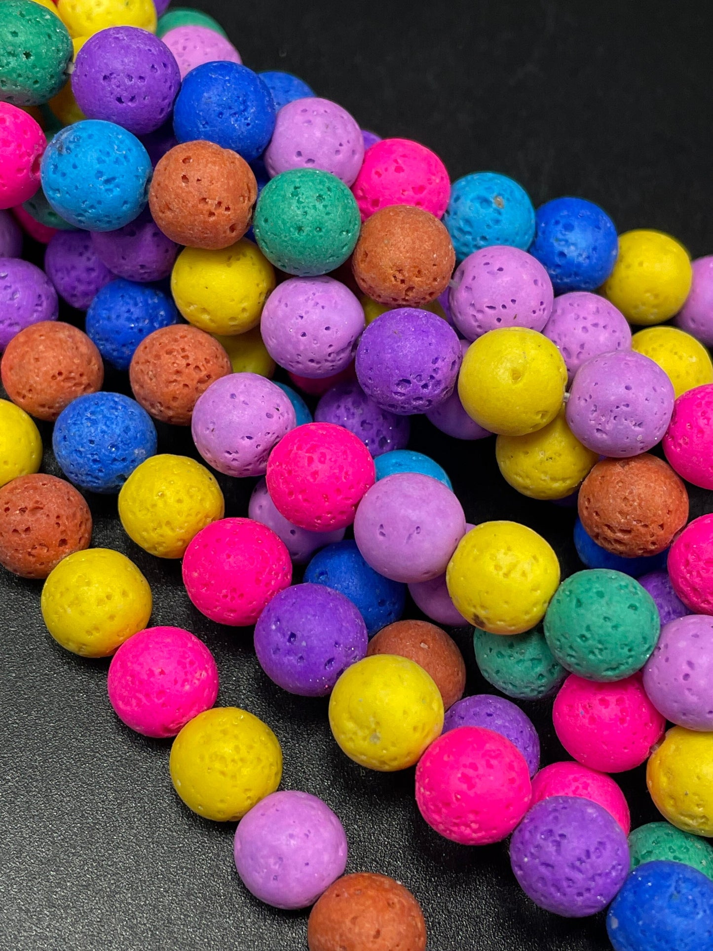 AAA Natural Multicolor Lava Rock Stone Bead. 4mm 6mm 8mm 10mm 12mm Round Bead. Beautiful Colorful Lava Rock Stone Bead. Full strand 15.5