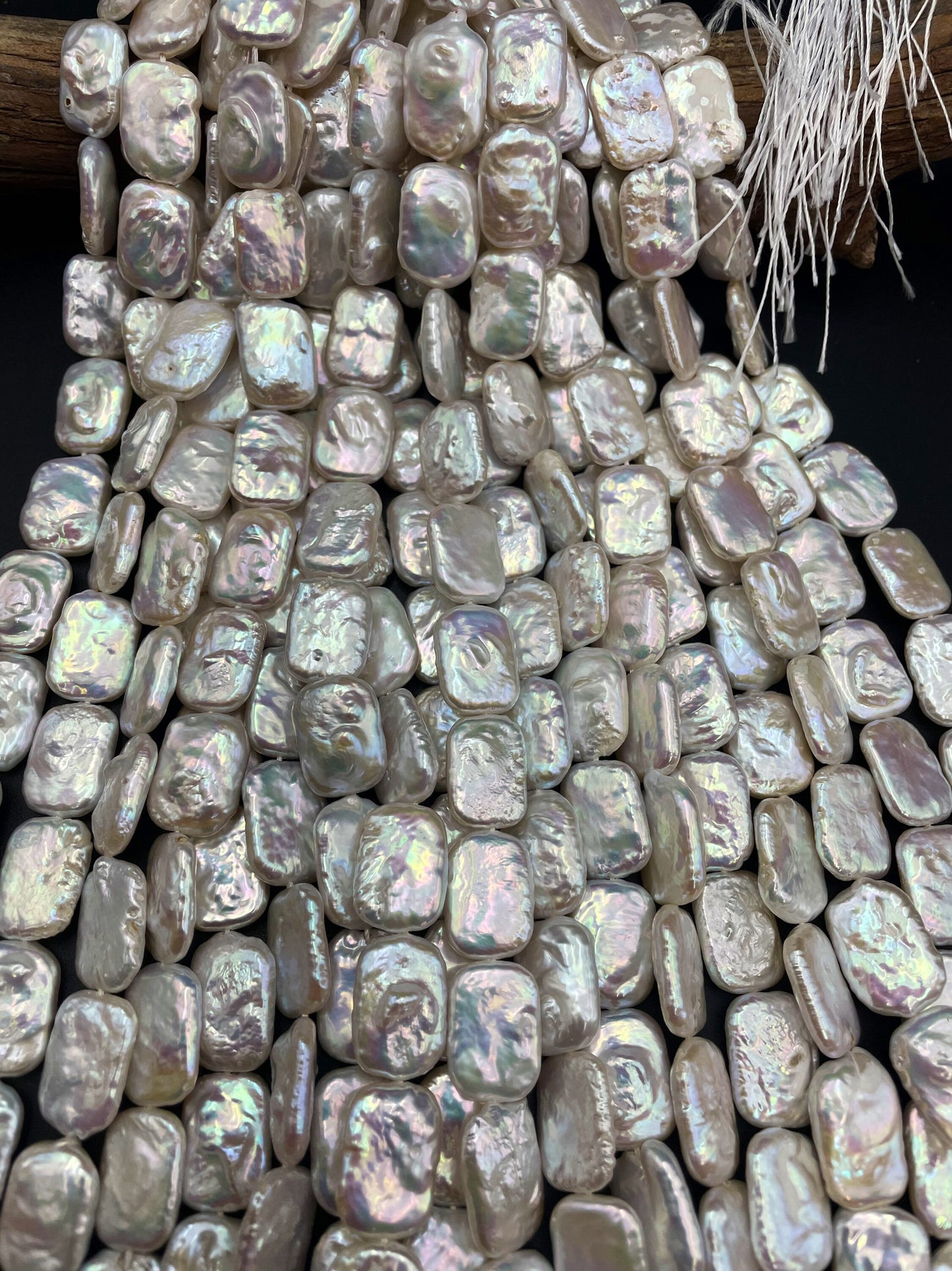 AAA Natural Fresh Water Pearl Bead. 12x17mm rectangle shape. Beautiful Natural White Color Fresh Water Pearl Bead. High Quality Pearl Bead!