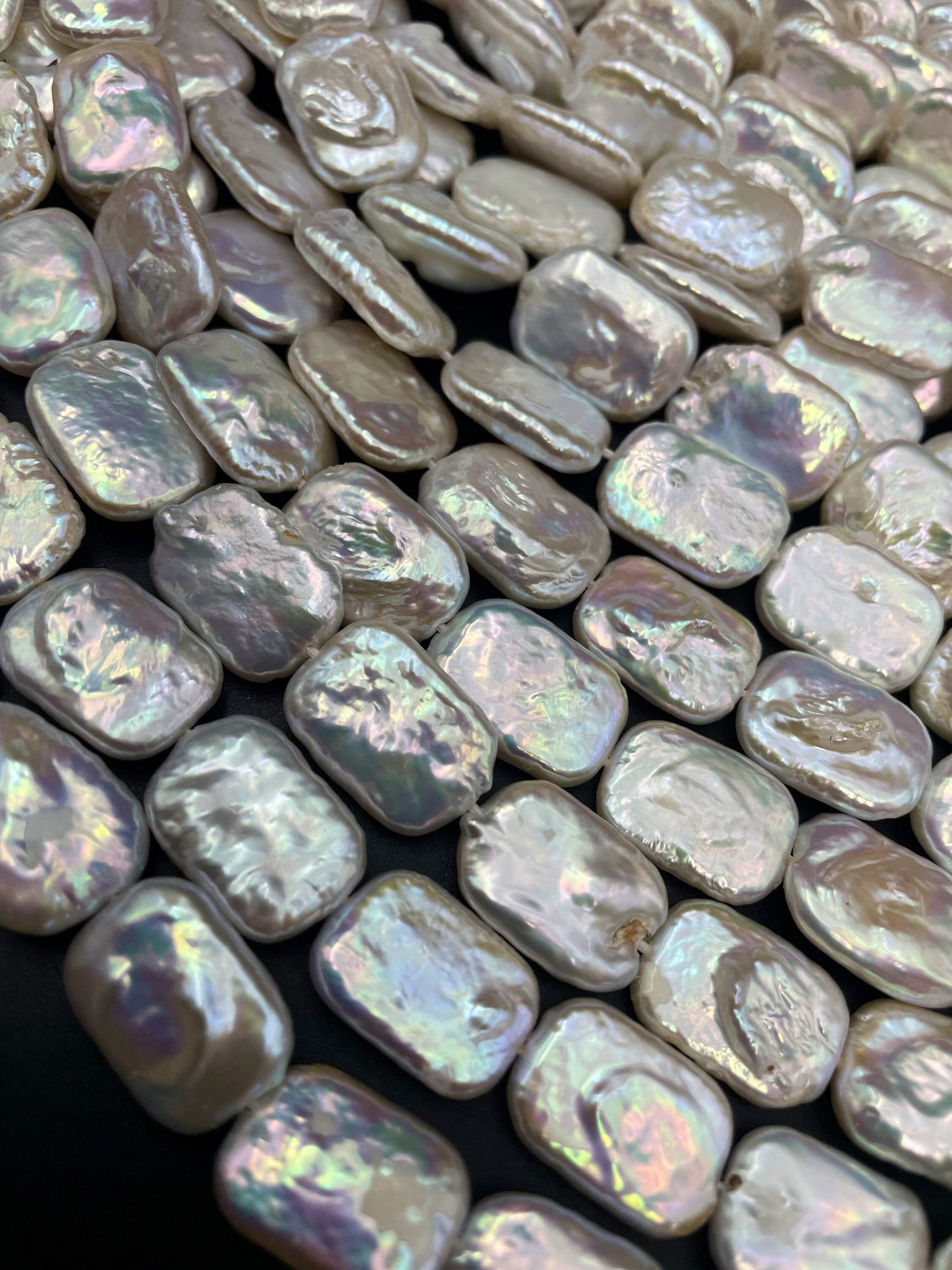 AAA Natural Fresh Water Pearl Bead. 12x17mm rectangle shape. Beautiful Natural White Color Fresh Water Pearl Bead. High Quality Pearl Bead!