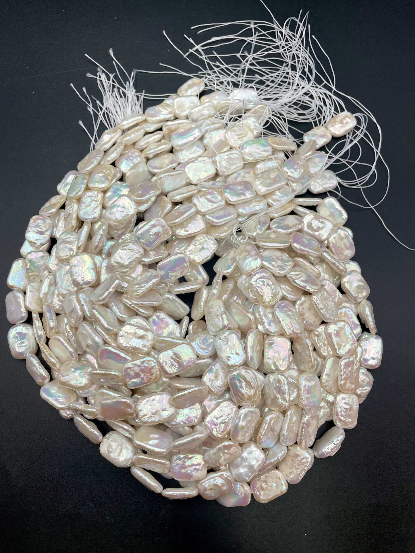 AAA Natural Fresh Water Pearl Bead. 12x17mm rectangle shape. Beautiful Natural White Color Fresh Water Pearl Bead. High Quality Pearl Bead!