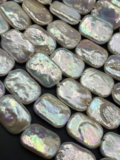 AAA Natural Fresh Water Pearl Bead. 12x17mm rectangle shape. Beautiful Natural White Color Fresh Water Pearl Bead. High Quality Pearl Bead!