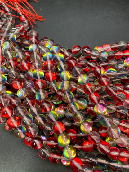 Beautiful rainbow Mermaid Glass Beads,.6mm 8mm 10mm round bead. Gorgeous red rainbow bead . Unique looking glass bead!