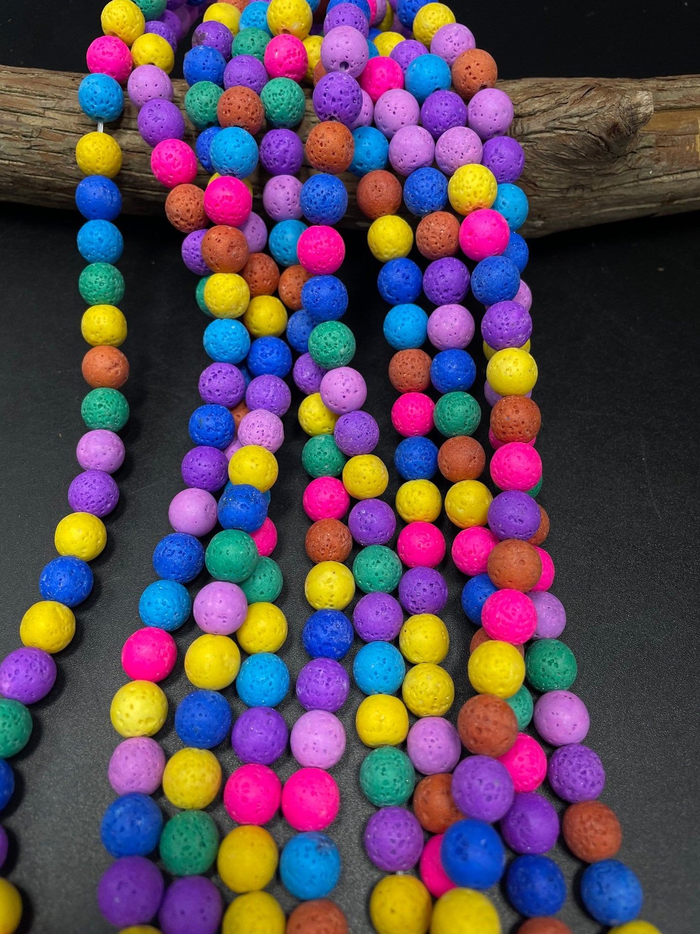 AAA Natural Multicolor Lava Rock Stone Bead. 4mm 6mm 8mm 10mm 12mm Round Bead. Beautiful Colorful Lava Rock Stone Bead. Full strand 15.5