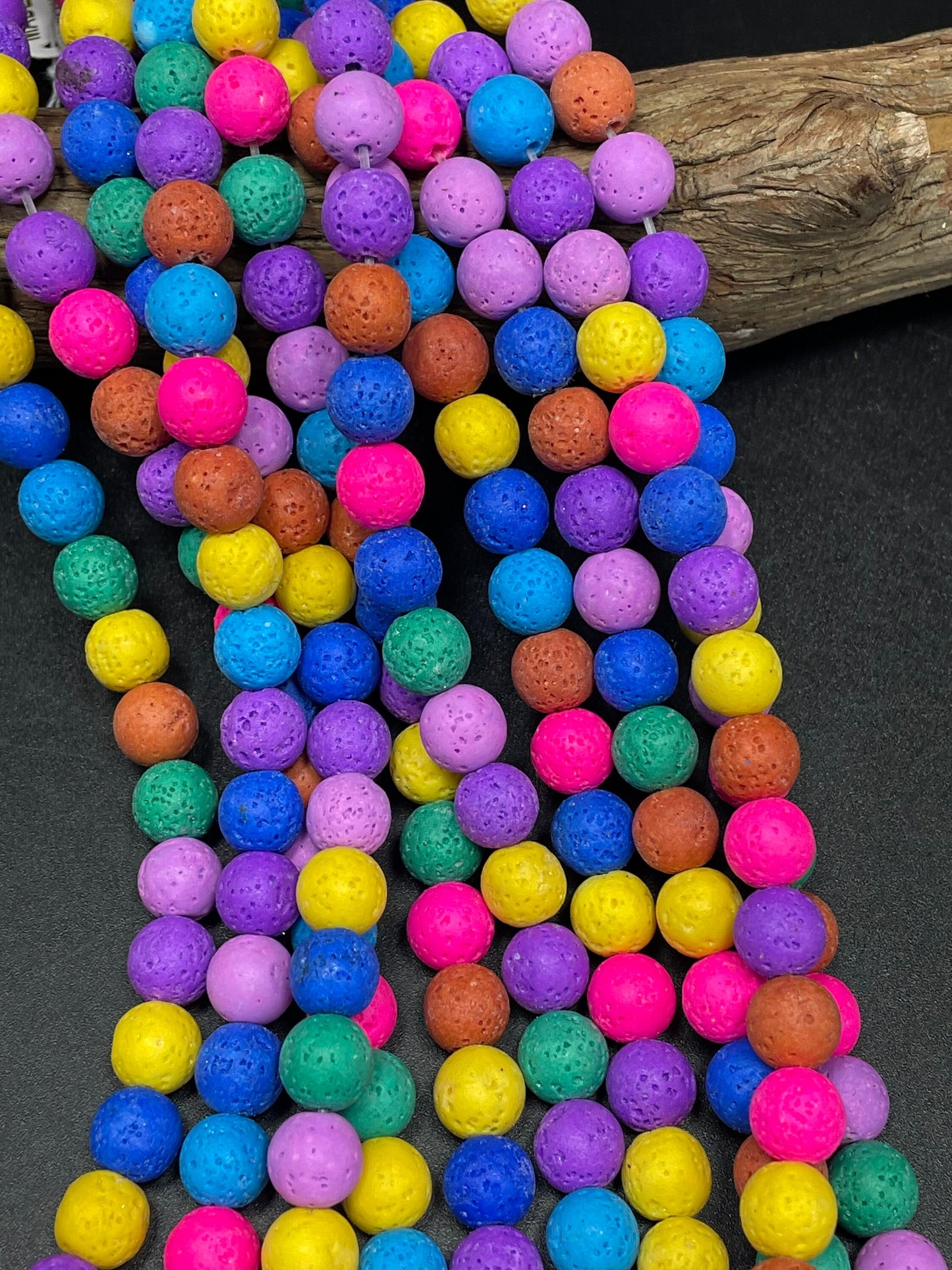 AAA Natural Multicolor Lava Rock Stone Bead. 4mm 6mm 8mm 10mm 12mm Round Bead. Beautiful Colorful Lava Rock Stone Bead. Full strand 15.5