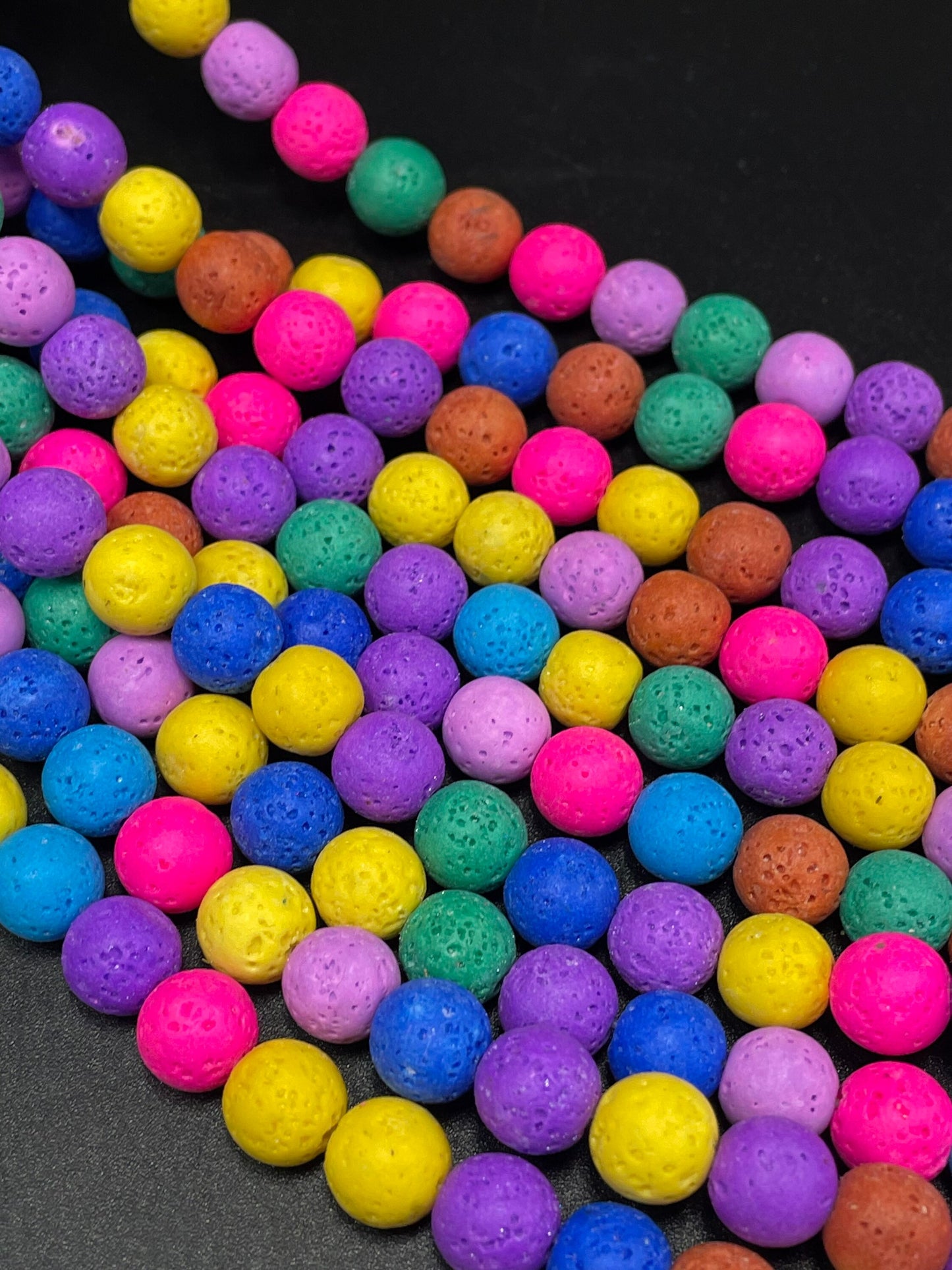 AAA Natural Multicolor Lava Rock Stone Bead. 4mm 6mm 8mm 10mm 12mm Round Bead. Beautiful Colorful Lava Rock Stone Bead. Full strand 15.5