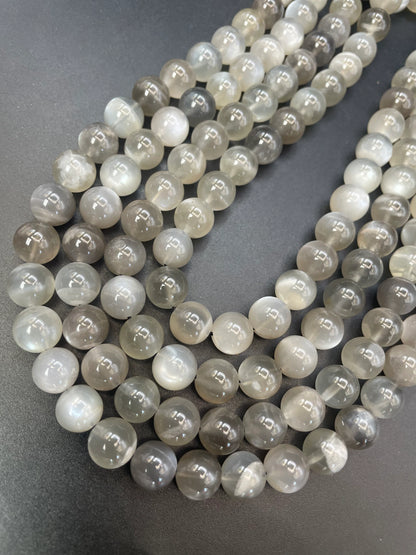 AAA super nice gray rainbow moonstone bead. 4mm 6mm 8mm 10mm round bead. Gorgeous natural gray color with rainbow flash . High quality bead