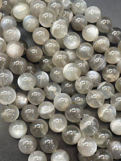 AAA super nice gray rainbow moonstone bead. 4mm 6mm 8mm 10mm round bead. Gorgeous natural gray color with rainbow flash . High quality bead