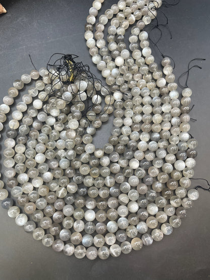 AAA super nice gray rainbow moonstone bead. 4mm 6mm 8mm 10mm round bead. Gorgeous natural gray color with rainbow flash . High quality bead