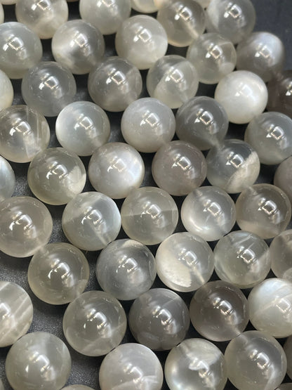 AAA super nice gray rainbow moonstone bead. 4mm 6mm 8mm 10mm round bead. Gorgeous natural gray color with rainbow flash . High quality bead