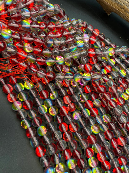 Beautiful rainbow Mermaid Glass Beads,.6mm 8mm 10mm round bead. Gorgeous red rainbow bead . Unique looking glass bead!