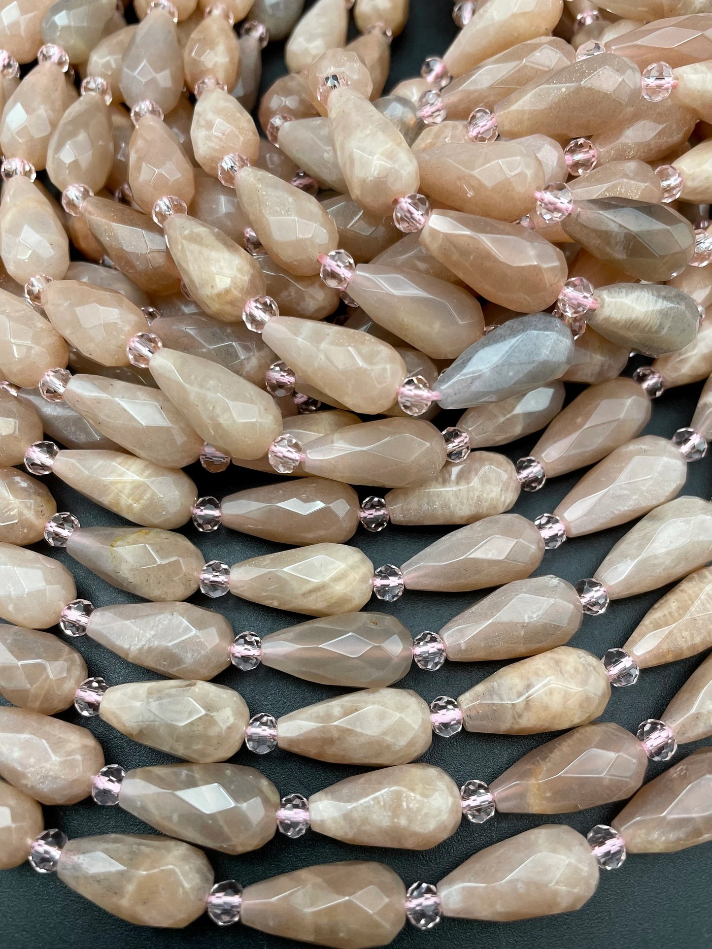 Natural Peach Moonstone Bead. Faceted 8x16mm Teardrop Shape Stones. Beautiful Natural Brown Peach Color Gemstone. Great quality!