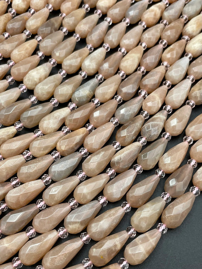 Natural Peach Moonstone Bead. Faceted 8x16mm Teardrop Shape Stones. Beautiful Natural Brown Peach Color Gemstone. Great quality!
