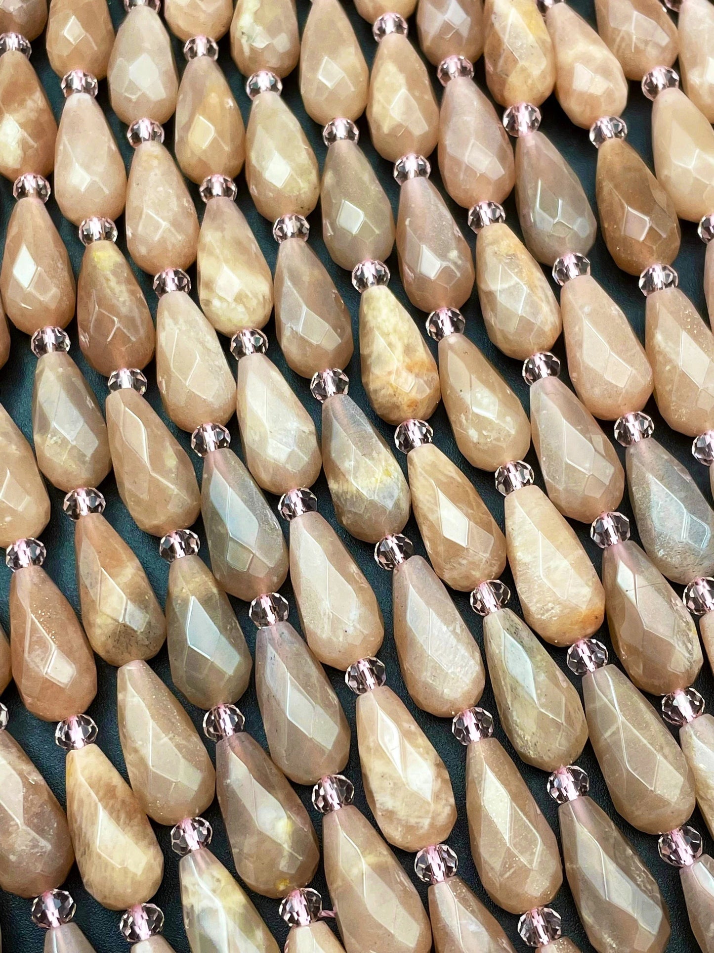 Natural Peach Moonstone Bead. Faceted 8x16mm Teardrop Shape Stones. Beautiful Natural Brown Peach Color Gemstone. Great quality!