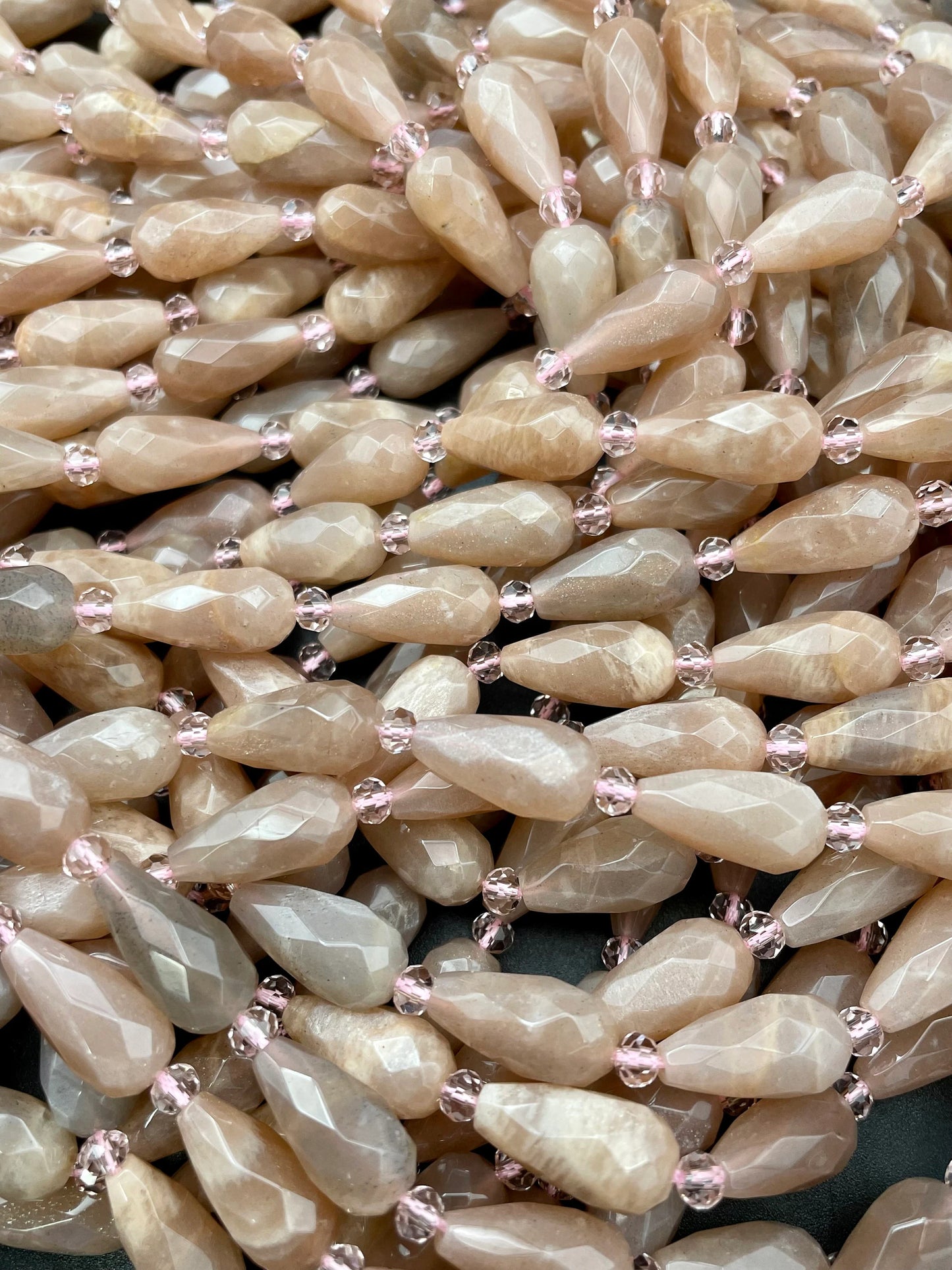 Natural Peach Moonstone Bead. Faceted 8x16mm Teardrop Shape Stones. Beautiful Natural Brown Peach Color Gemstone. Great quality!