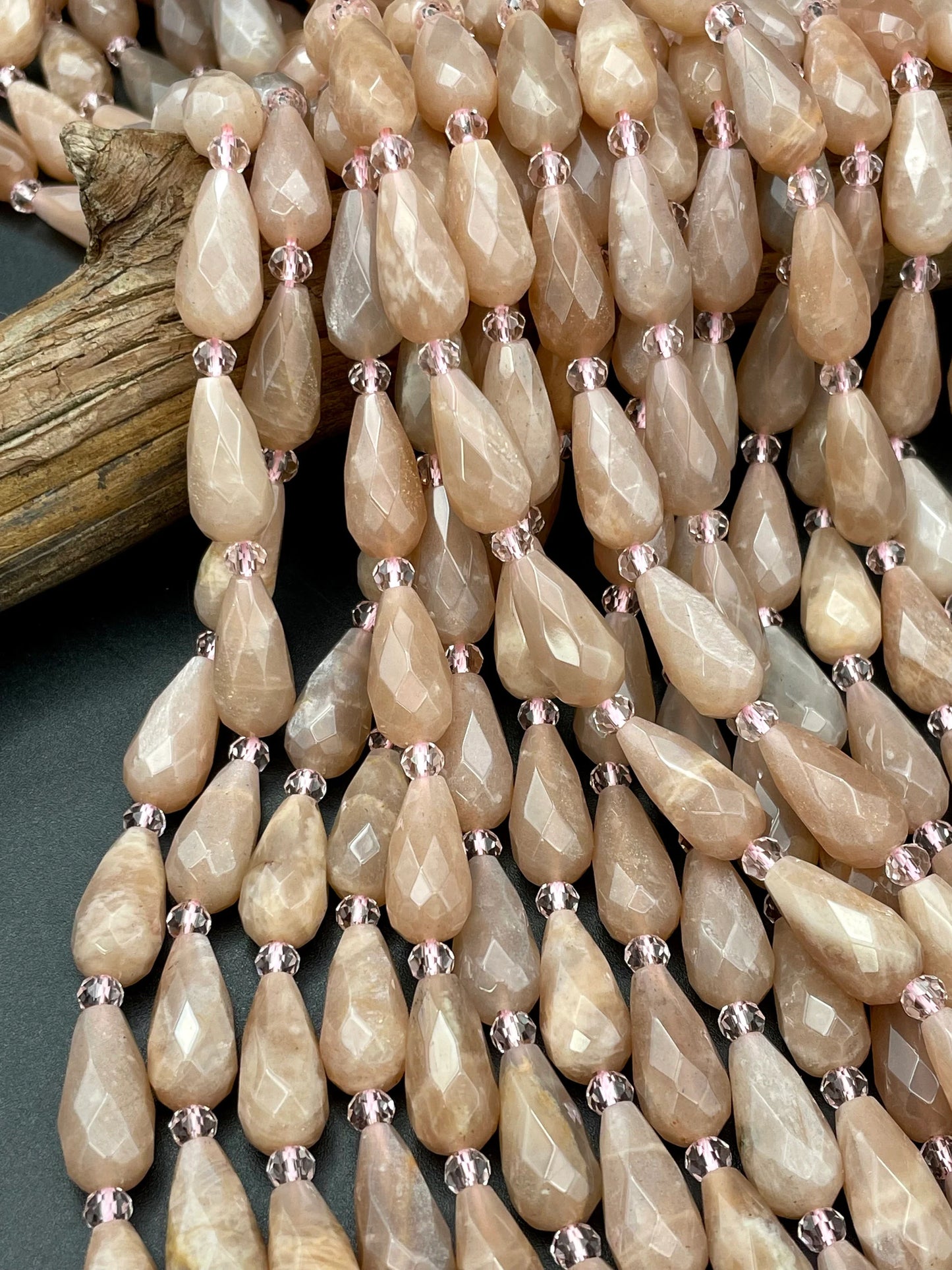 Natural Peach Moonstone Bead. Faceted 8x16mm Teardrop Shape Stones. Beautiful Natural Brown Peach Color Gemstone. Great quality!