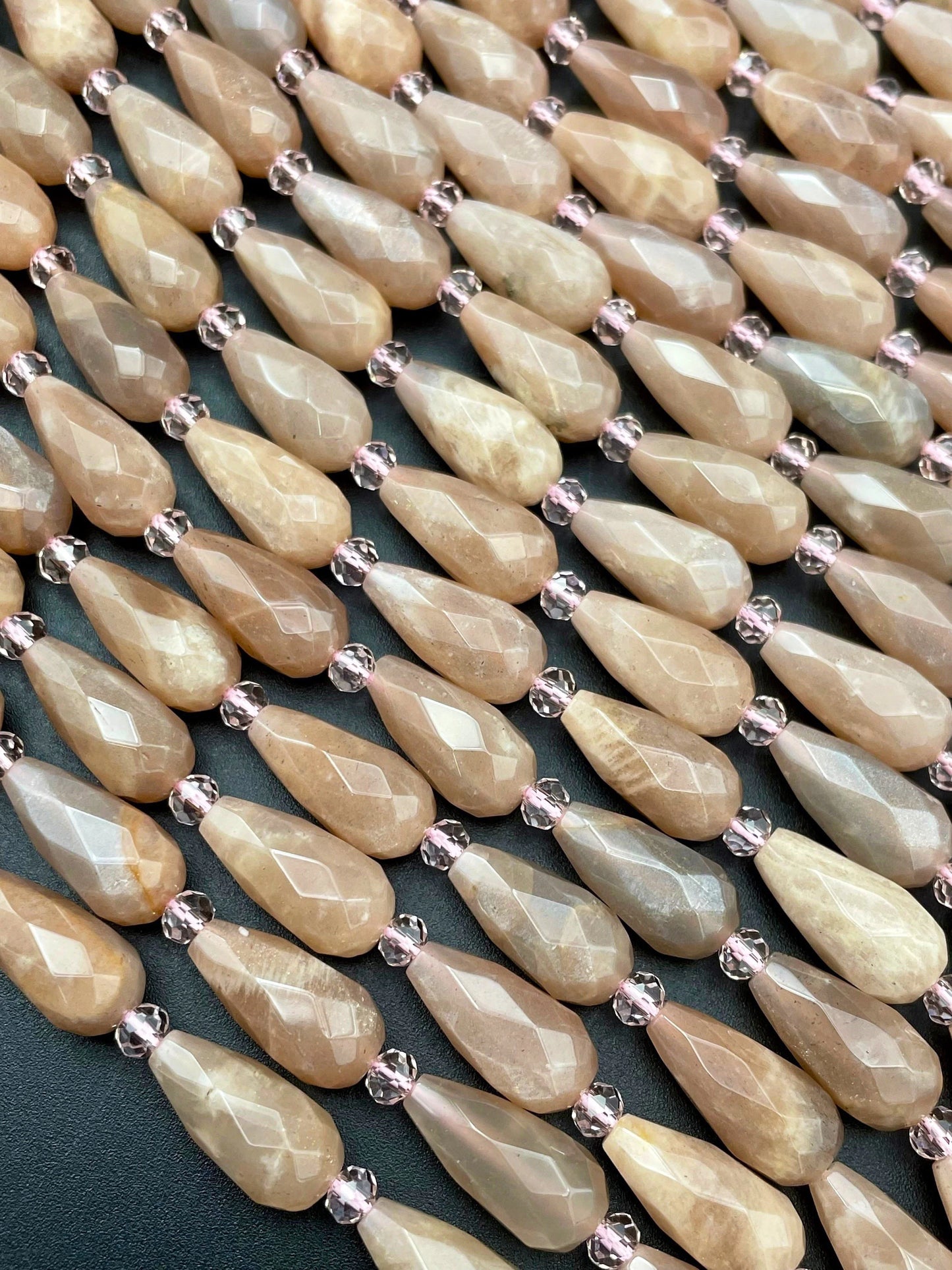 Natural Peach Moonstone Bead. Faceted 8x16mm Teardrop Shape Stones. Beautiful Natural Brown Peach Color Gemstone. Great quality!