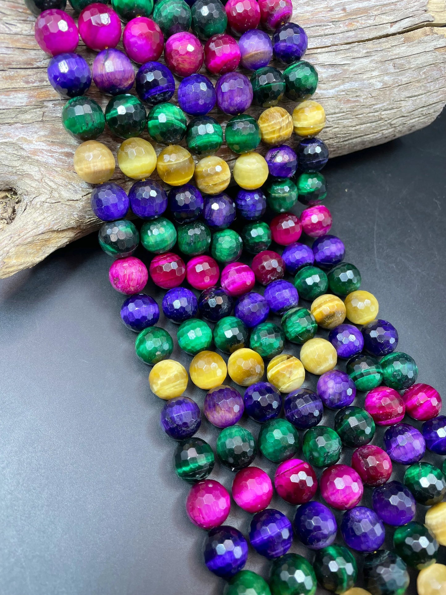 Beautiful Natural multi color tiger eye gemstone bead. Faceted 6mm 8mm 10mm 12mm 14mm round bead. Gorgeous multi tiger eye gemstone.