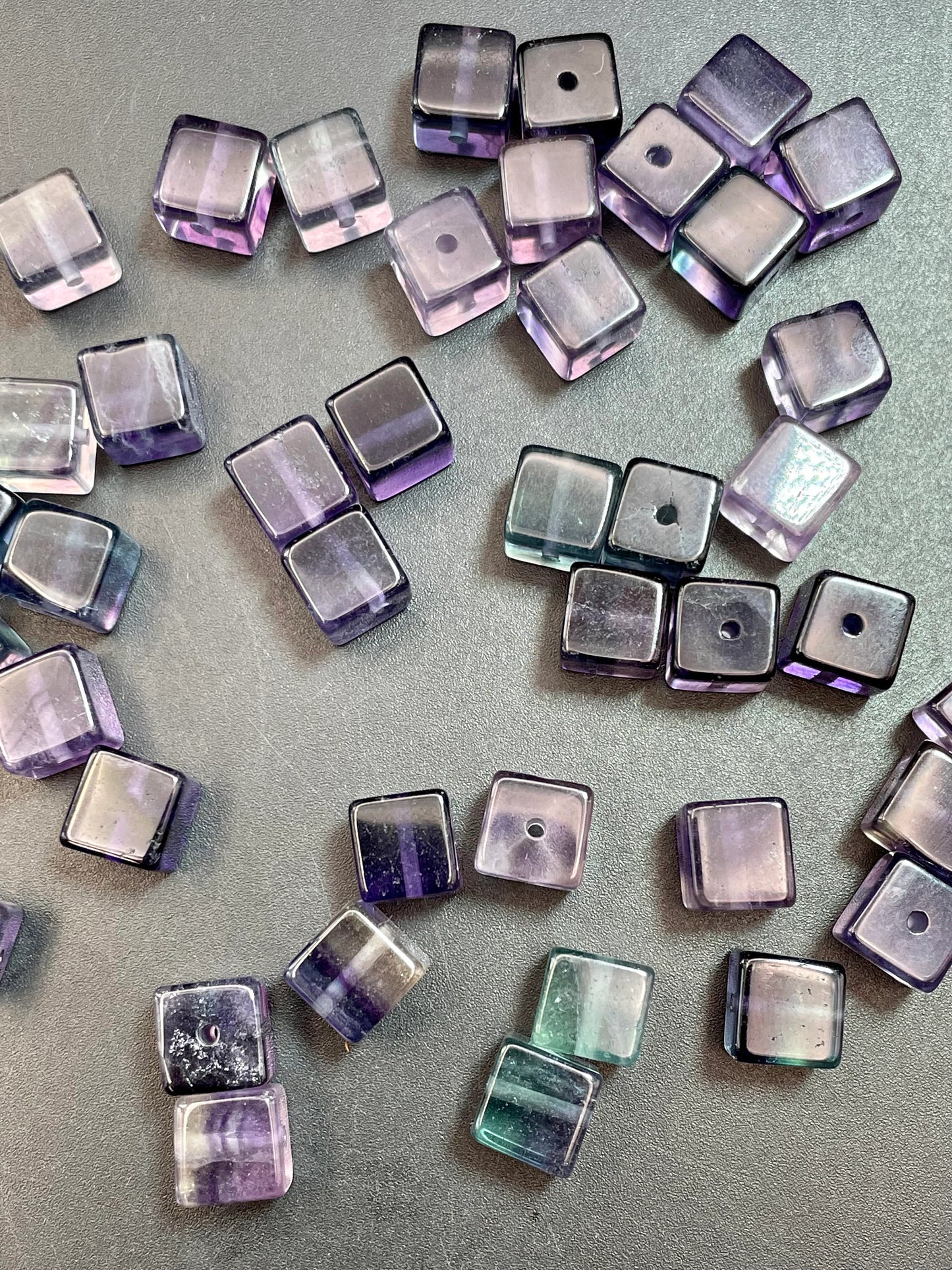 AAA Natural Fluorite Stone Bead 8x8mm Cube Shape. Gorgeous Green Purple Blue Natural Fluorite Bead. High Quality Gemstone Pendant!