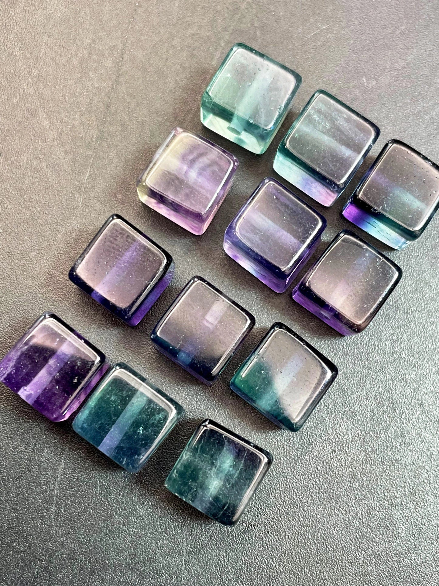 AAA Natural Fluorite Stone Bead 8x8mm Cube Shape. Gorgeous Green Purple Blue Natural Fluorite Bead. High Quality Gemstone Pendant!