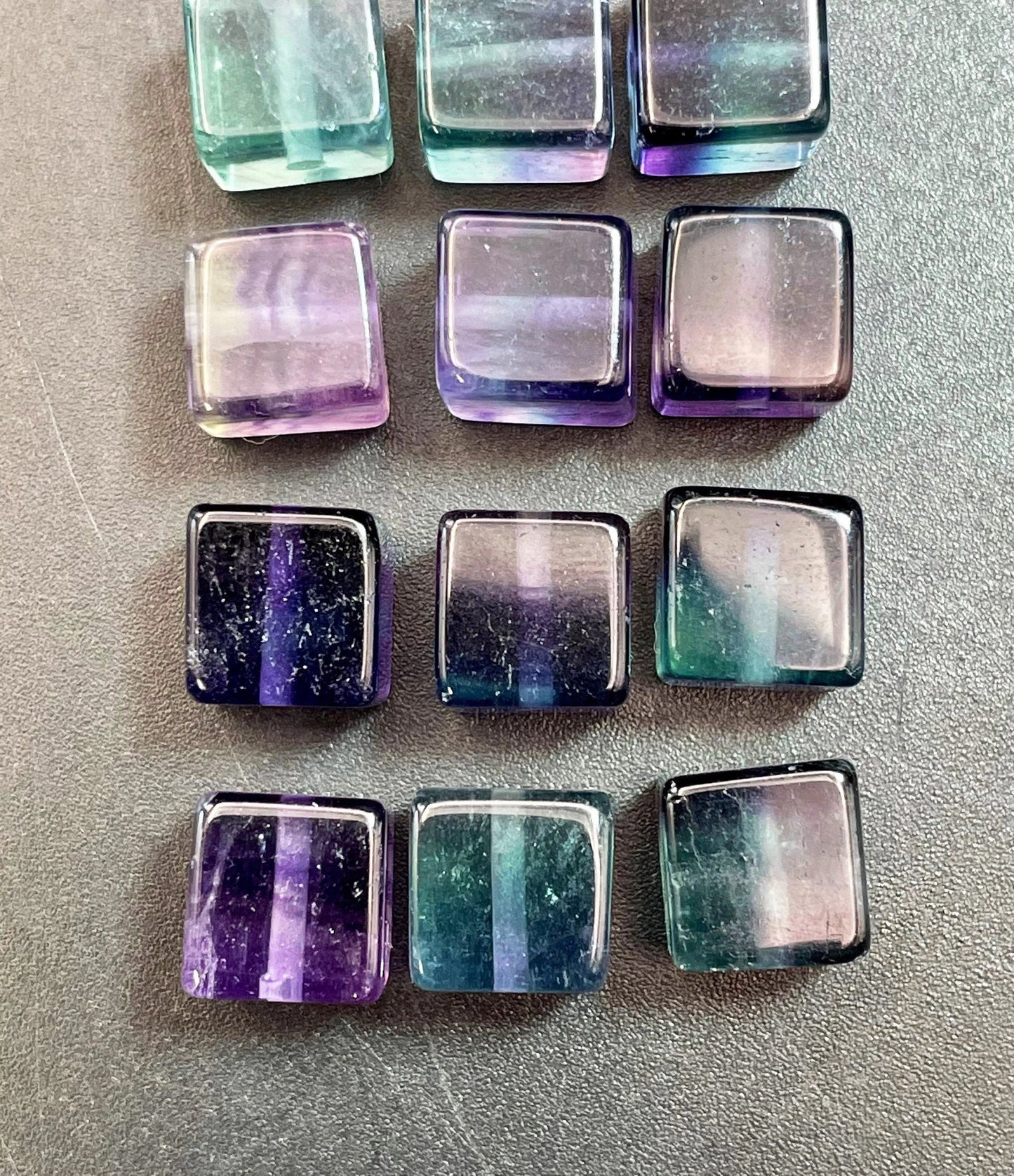 AAA Natural Fluorite Stone Bead 8x8mm Cube Shape. Gorgeous Green Purple Blue Natural Fluorite Bead. High Quality Gemstone Pendant!