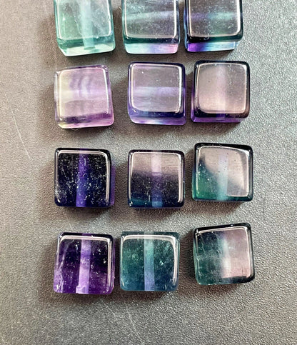 AAA Natural Fluorite Stone Bead 8x8mm Cube Shape. Gorgeous Green Purple Blue Natural Fluorite Bead. High Quality Gemstone Pendant!