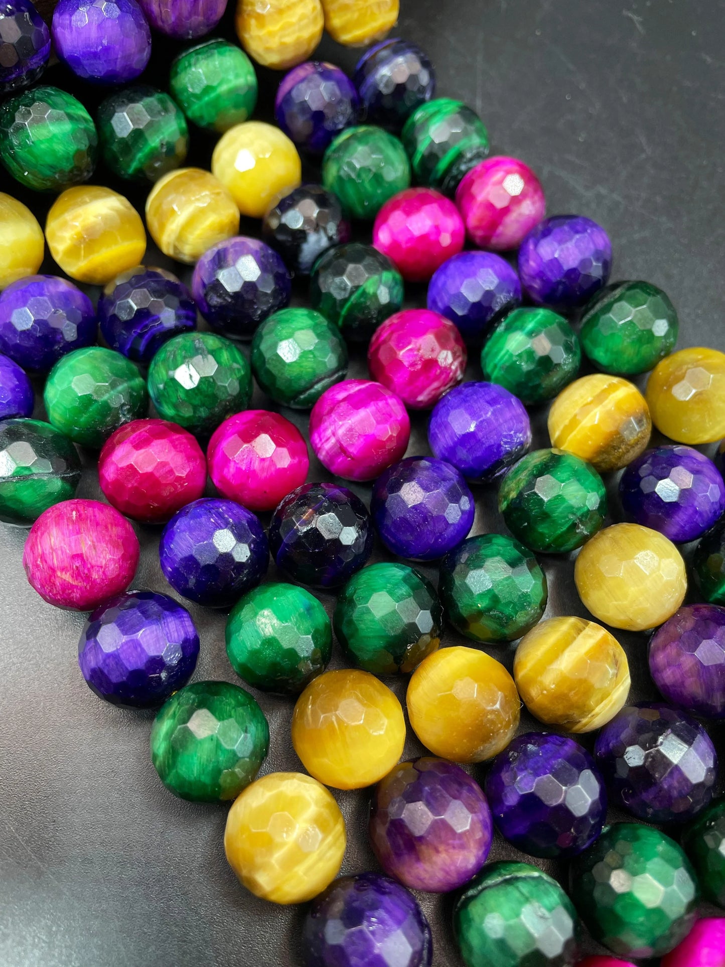 Beautiful Natural multi color tiger eye gemstone bead. Faceted 6mm 8mm 10mm 12mm 14mm round bead. Gorgeous multi tiger eye gemstone.
