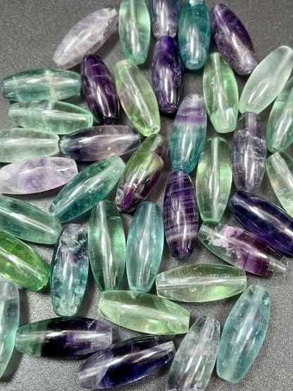AAA Natural Fluorite Stone Bead 8x20mm Tube Barrel Shape. Gorgeous Green Purple Blue Natural Fluorite Bead. High Quality Gemstone Pendant!