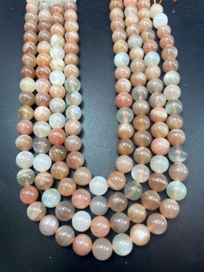 AAA natural multi color moonstone bead. 6mm8mm 10mm round bead. Gorgeous natural peach moonstone white moonstone. Loose bead. High quality