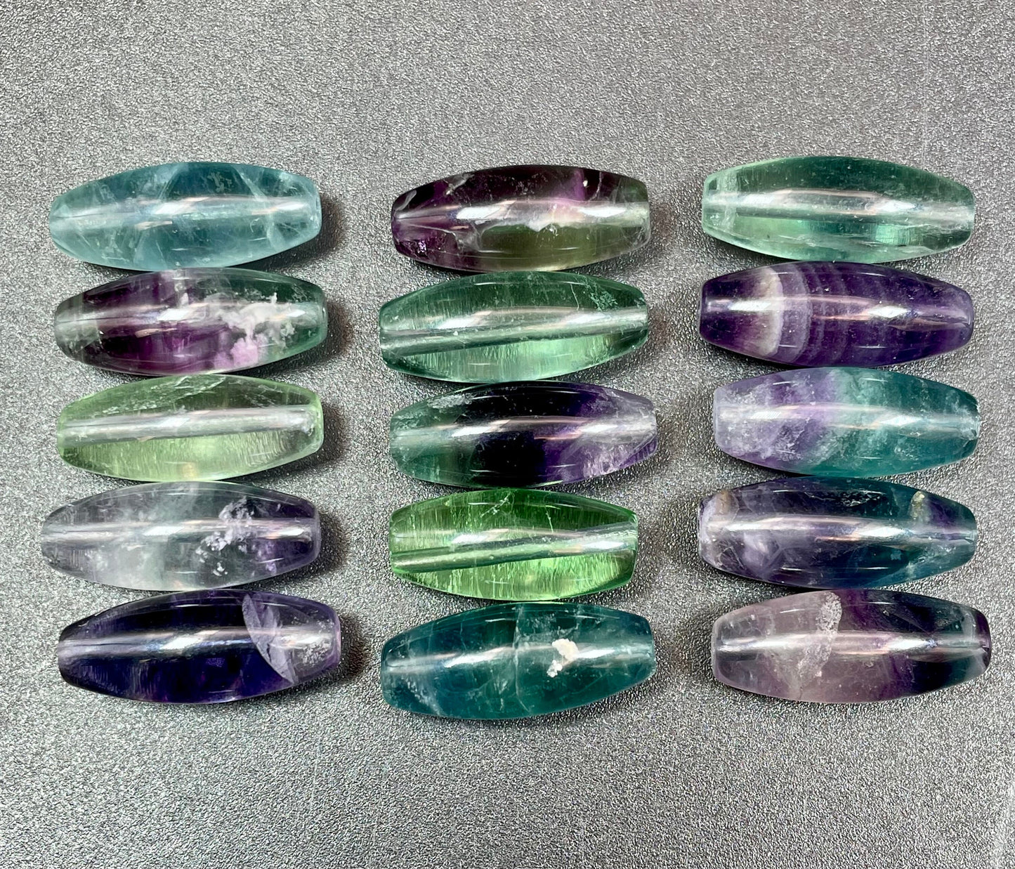 AAA Natural Fluorite Stone Bead 8x20mm Tube Barrel Shape. Gorgeous Green Purple Blue Natural Fluorite Bead. High Quality Gemstone Pendant!