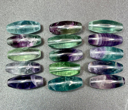 AAA Natural Fluorite Stone Bead 8x20mm Tube Barrel Shape. Gorgeous Green Purple Blue Natural Fluorite Bead. High Quality Gemstone Pendant!