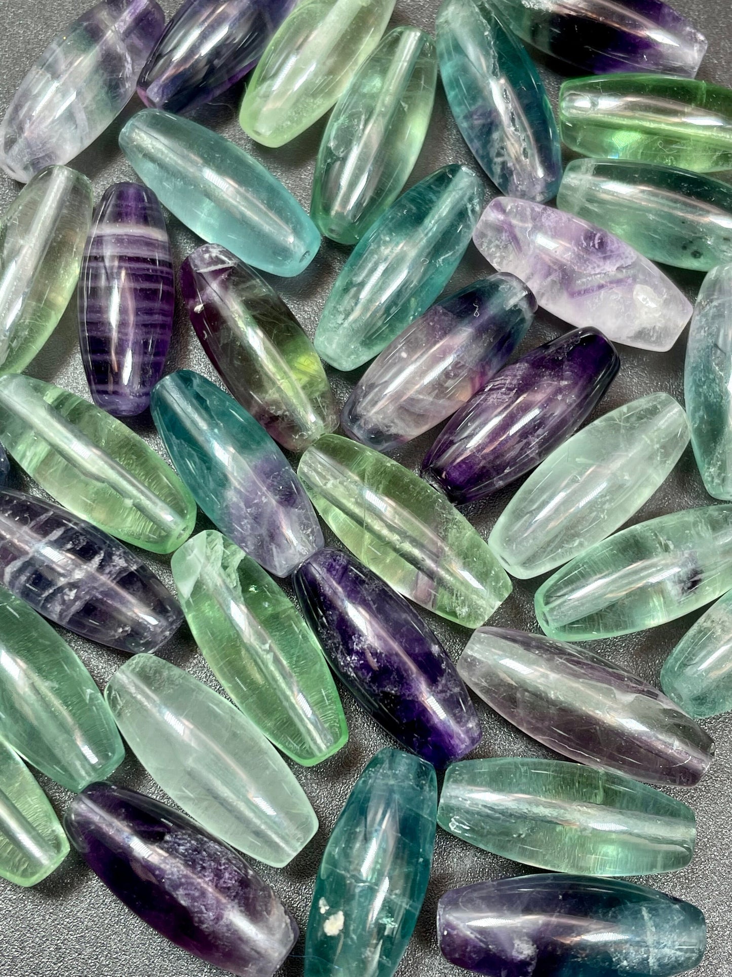 AAA Natural Fluorite Stone Bead 8x20mm Tube Barrel Shape. Gorgeous Green Purple Blue Natural Fluorite Bead. High Quality Gemstone Pendant!