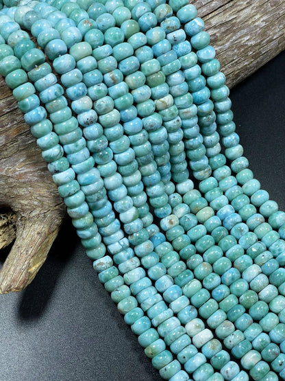 AA+ 100% Natural Larimar Gemstone Bead. 5x8mm 6x10mm Rondelle Shape. Gorgeous Natural Blue Larimar Gemstone Bead Loose Bead. High Quality.
