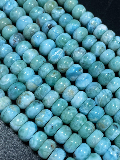 AA+ 100% Natural Larimar Gemstone Bead. 5x8mm 6x10mm Rondelle Shape. Gorgeous Natural Blue Larimar Gemstone Bead Loose Bead. High Quality.
