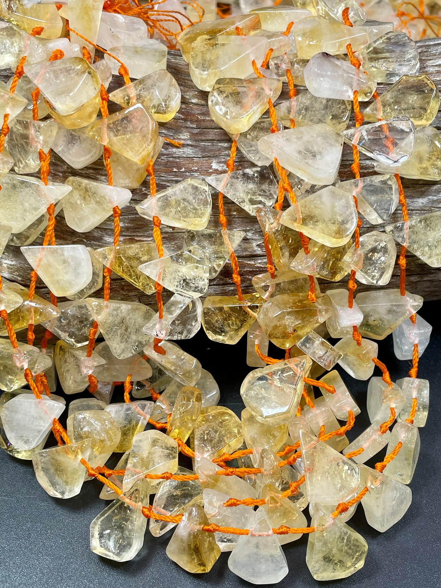 AAA Natural Citrine Gemstone Bead. Smooth 14x20mm Teardrop Shape Bead. Beautiful Natural Yellow, Clear Color Citrine, Full Strand 15.5"
