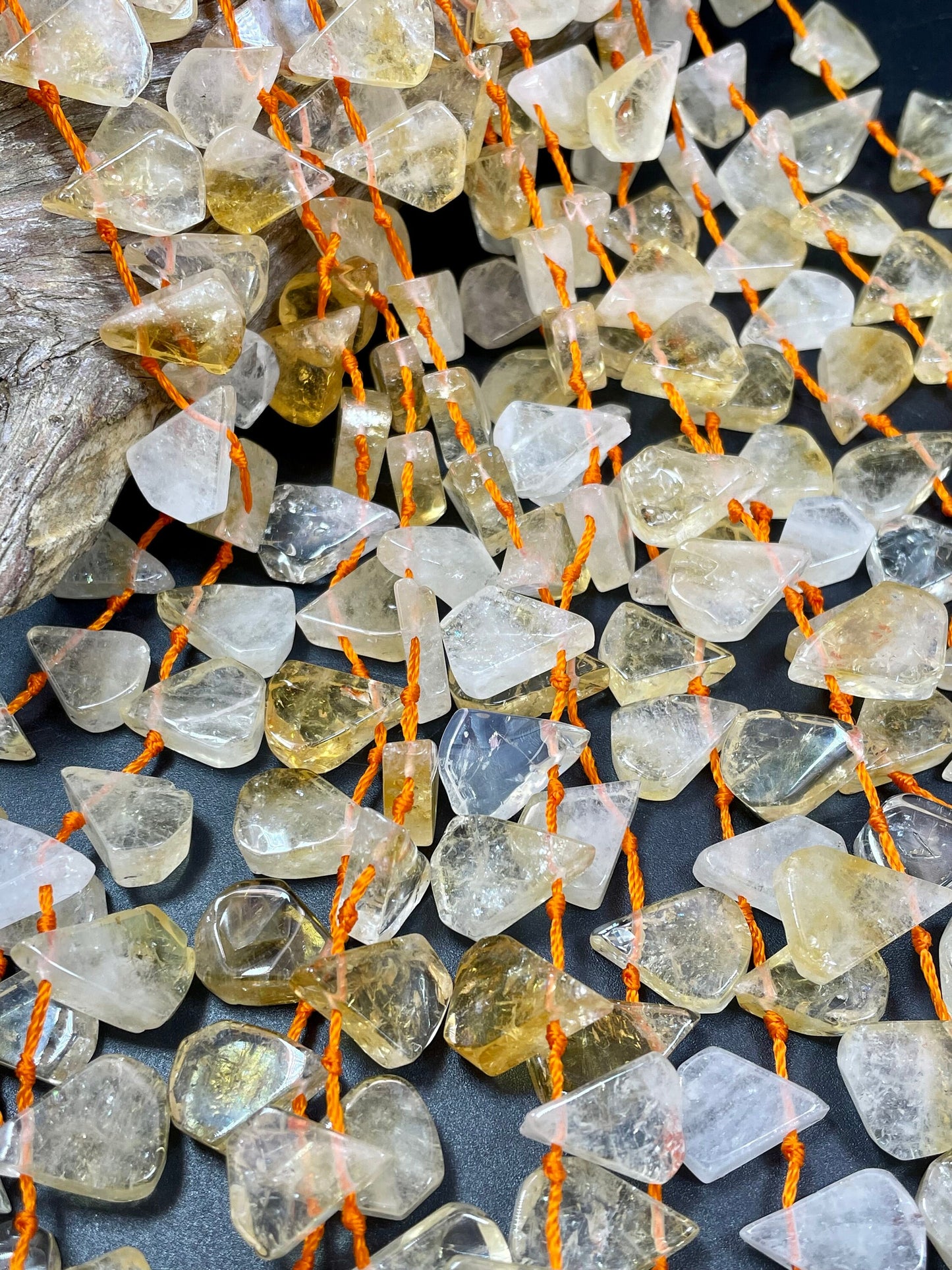 AAA Natural Citrine Gemstone Bead. Smooth 14x20mm Teardrop Shape Bead. Beautiful Natural Yellow, Clear Color Citrine, Full Strand 15.5"