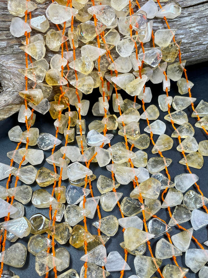 AAA Natural Citrine Gemstone Bead. Smooth 14x20mm Teardrop Shape Bead. Beautiful Natural Yellow, Clear Color Citrine, Full Strand 15.5"