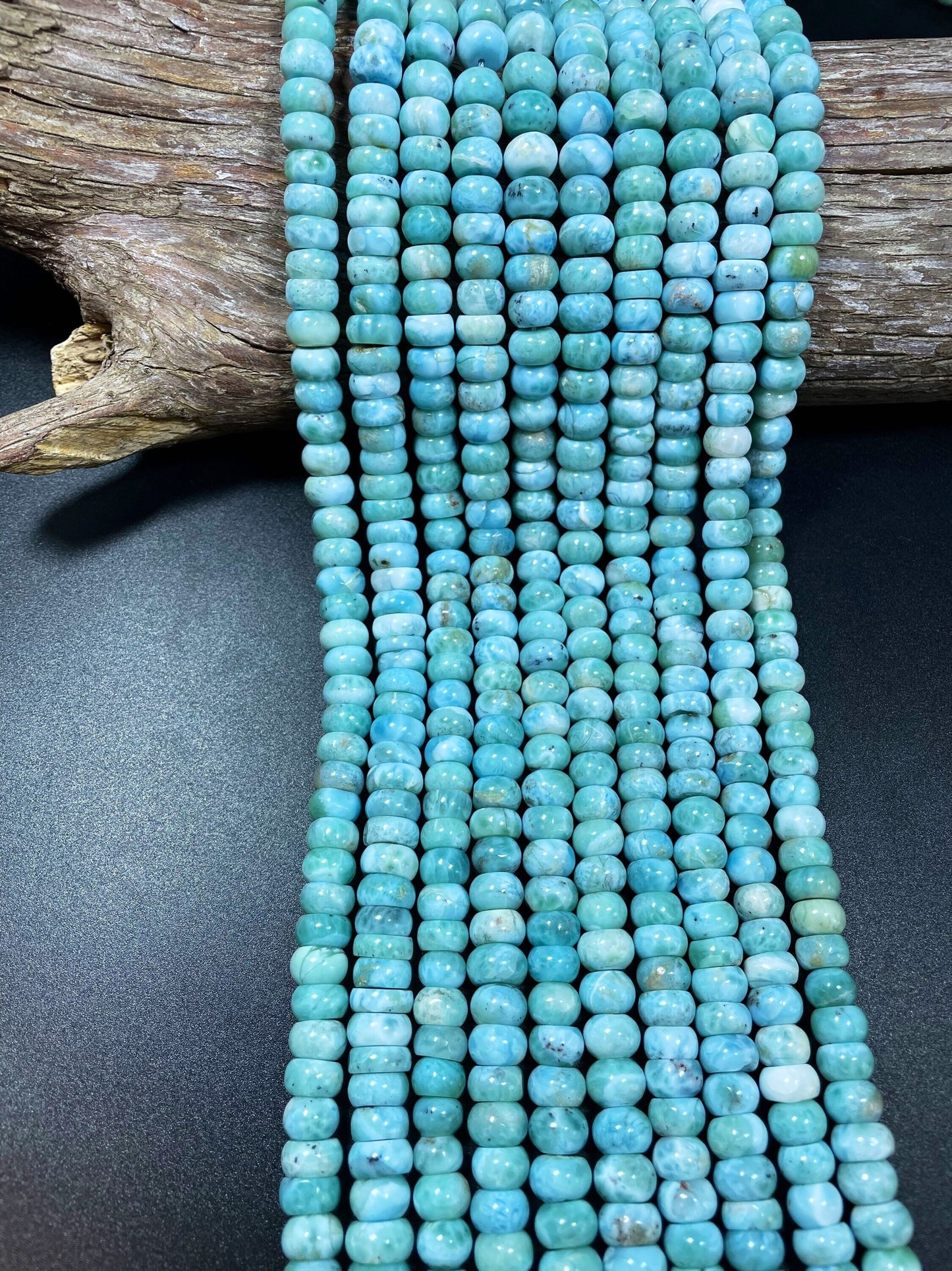 AA+ 100% Natural Larimar Gemstone Bead. 5x8mm 6x10mm Rondelle Shape. Gorgeous Natural Blue Larimar Gemstone Bead Loose Bead. High Quality.