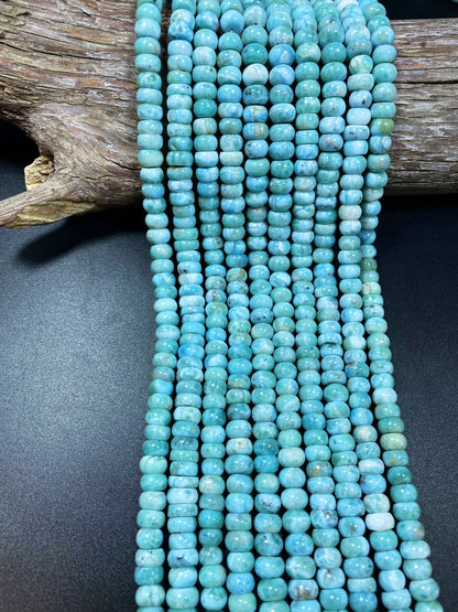 AA+ 100% Natural Larimar Gemstone Bead. 5x8mm 6x10mm Rondelle Shape. Gorgeous Natural Blue Larimar Gemstone Bead Loose Bead. High Quality.