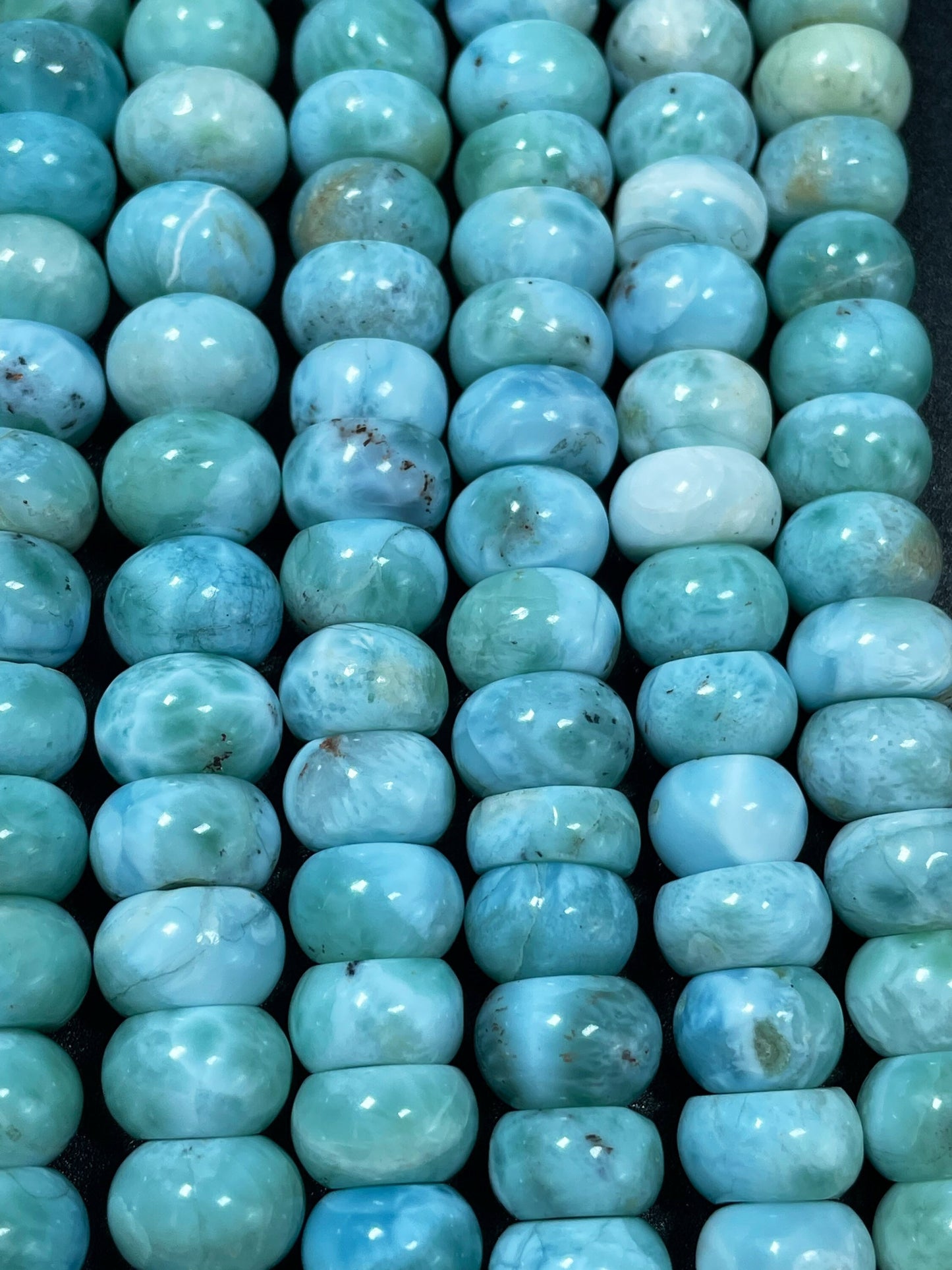 AA+ 100% Natural Larimar Gemstone Bead. 5x8mm 6x10mm Rondelle Shape. Gorgeous Natural Blue Larimar Gemstone Bead Loose Bead. High Quality.