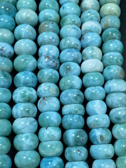 AA+ 100% Natural Larimar Gemstone Bead. 5x8mm 6x10mm Rondelle Shape. Gorgeous Natural Blue Larimar Gemstone Bead Loose Bead. High Quality.