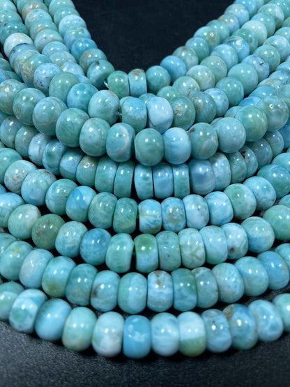 AA+ 100% Natural Larimar Gemstone Bead. 5x8mm 6x10mm Rondelle Shape. Gorgeous Natural Blue Larimar Gemstone Bead Loose Bead. High Quality.