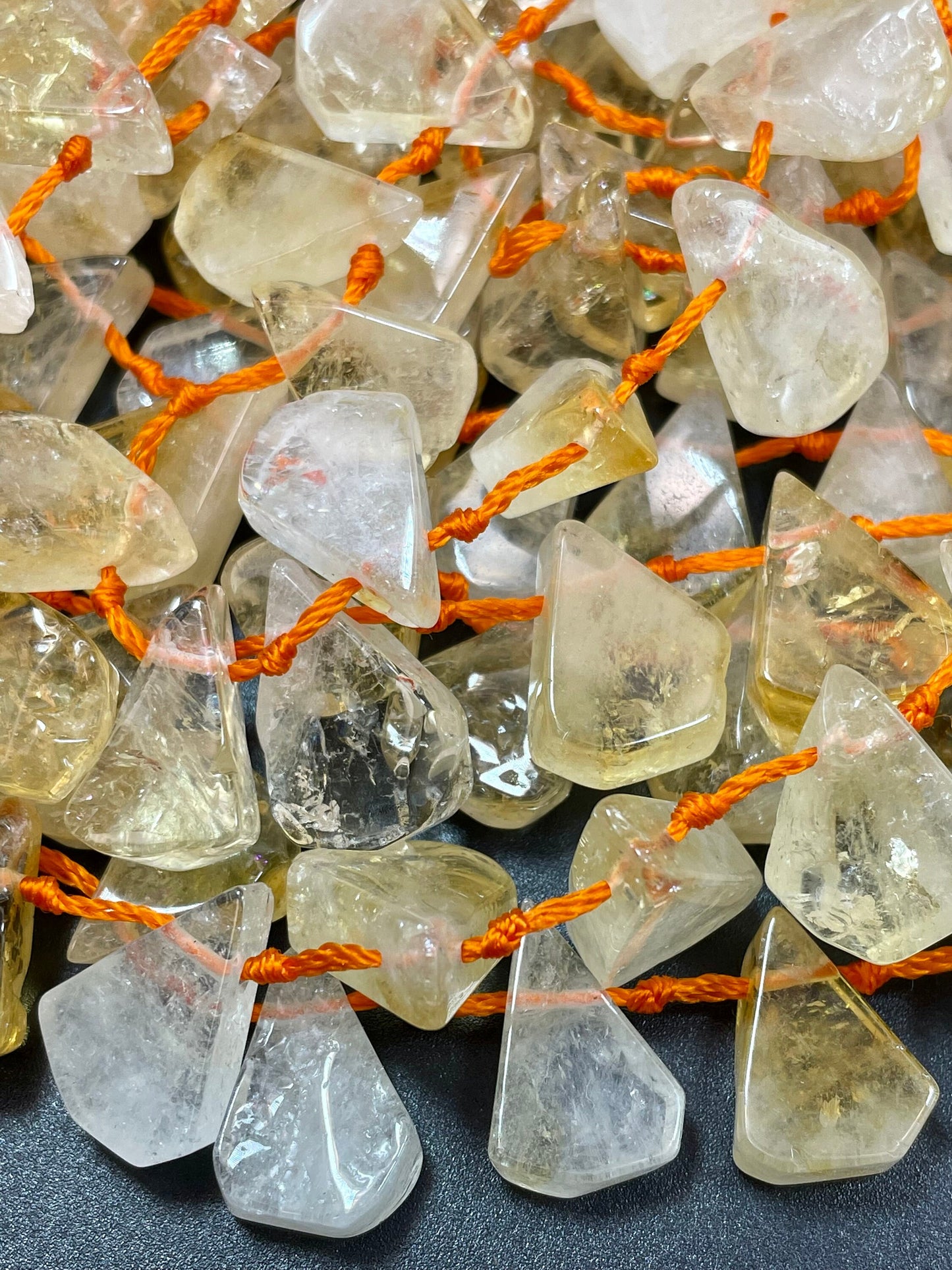 AAA Natural Citrine Gemstone Bead. Smooth 14x20mm Teardrop Shape Bead. Beautiful Natural Yellow, Clear Color Citrine, Full Strand 15.5"