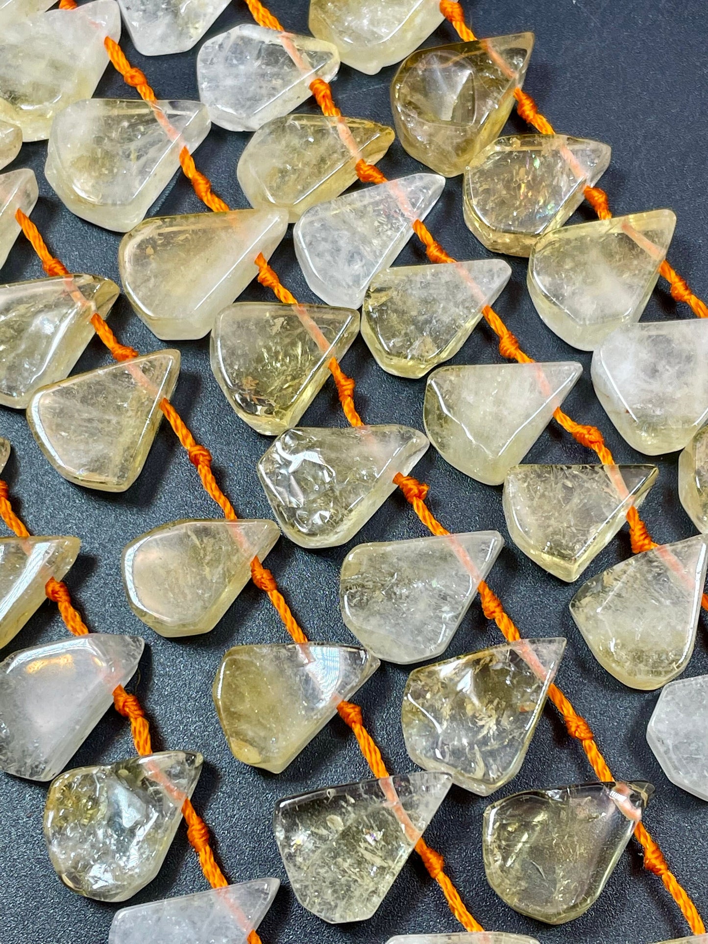AAA Natural Citrine Gemstone Bead. Smooth 14x20mm Teardrop Shape Bead. Beautiful Natural Yellow, Clear Color Citrine, Full Strand 15.5"