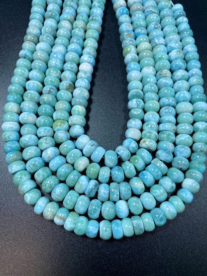AA+ 100% Natural Larimar Gemstone Bead. 5x8mm 6x10mm Rondelle Shape. Gorgeous Natural Blue Larimar Gemstone Bead Loose Bead. High Quality.