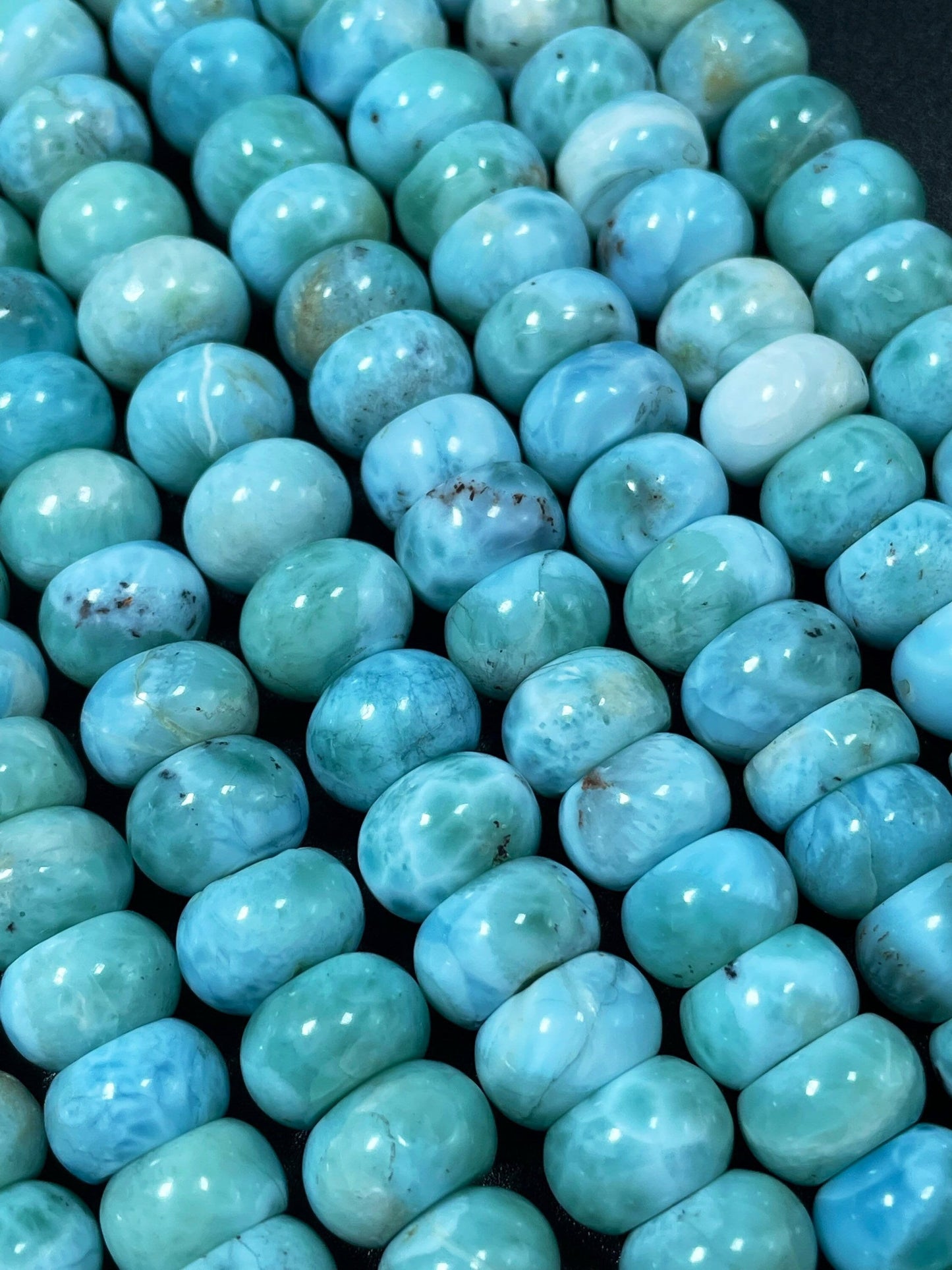 AA+ 100% Natural Larimar Gemstone Bead. 5x8mm 6x10mm Rondelle Shape. Gorgeous Natural Blue Larimar Gemstone Bead Loose Bead. High Quality.