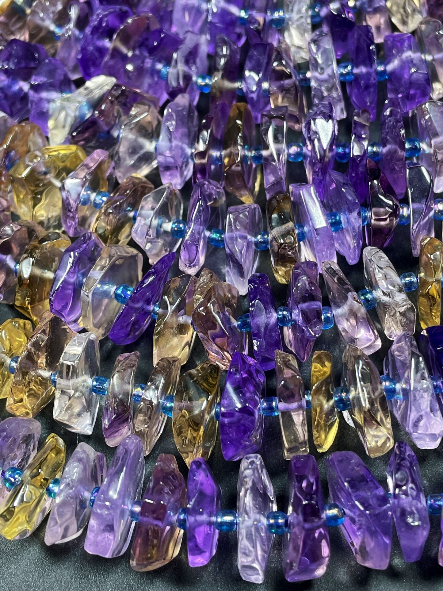 100% Natural Ametrine Gemstone Bead. Faceted 12mm Pinwheel Shape. Beautiful Natural Purple Honey Yellow Color. Super Clear Nice Quality!