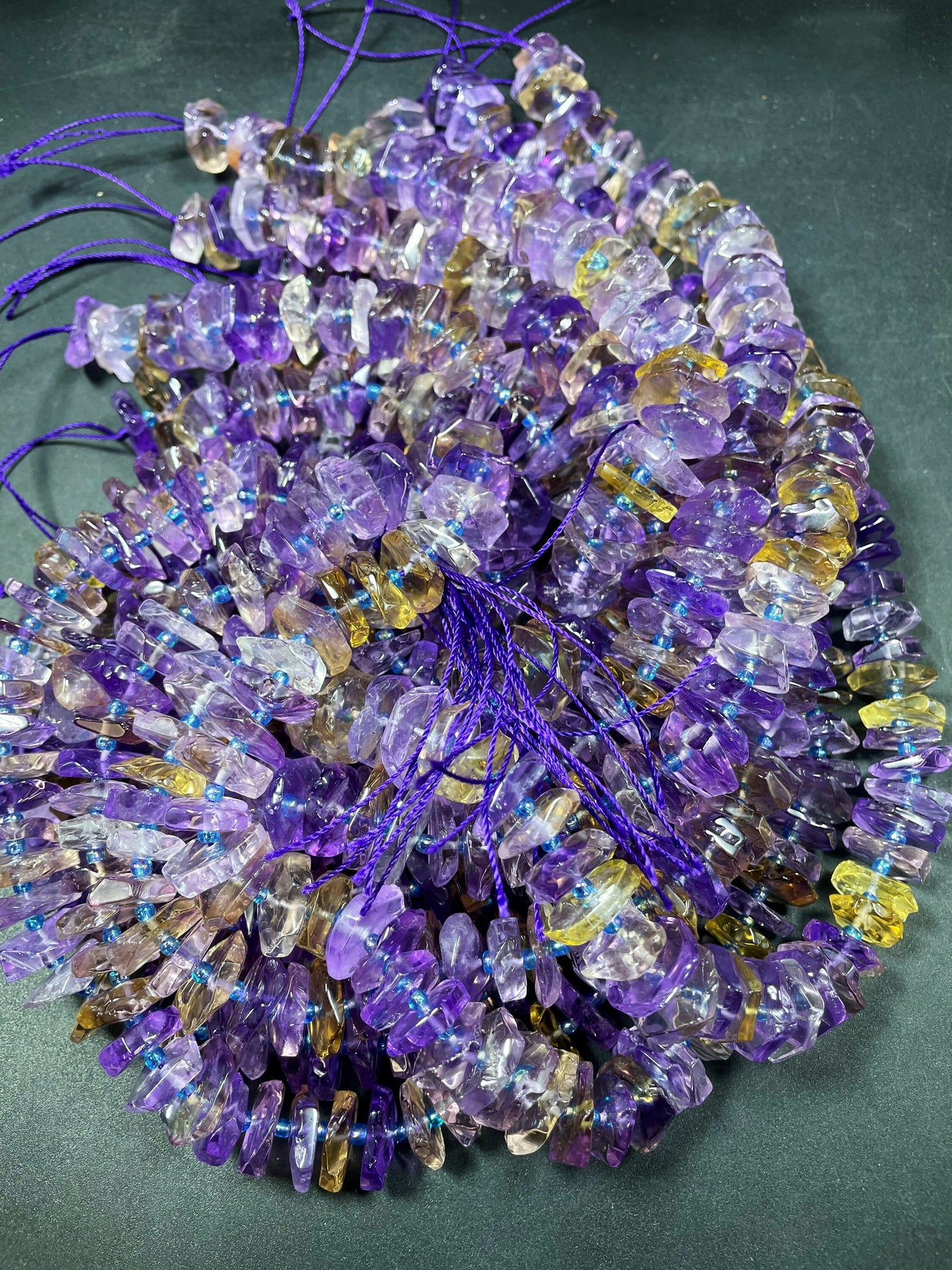 100% Natural Ametrine Gemstone Bead. Faceted 12mm Pinwheel Shape. Beautiful Natural Purple Honey Yellow Color. Super Clear Nice Quality!