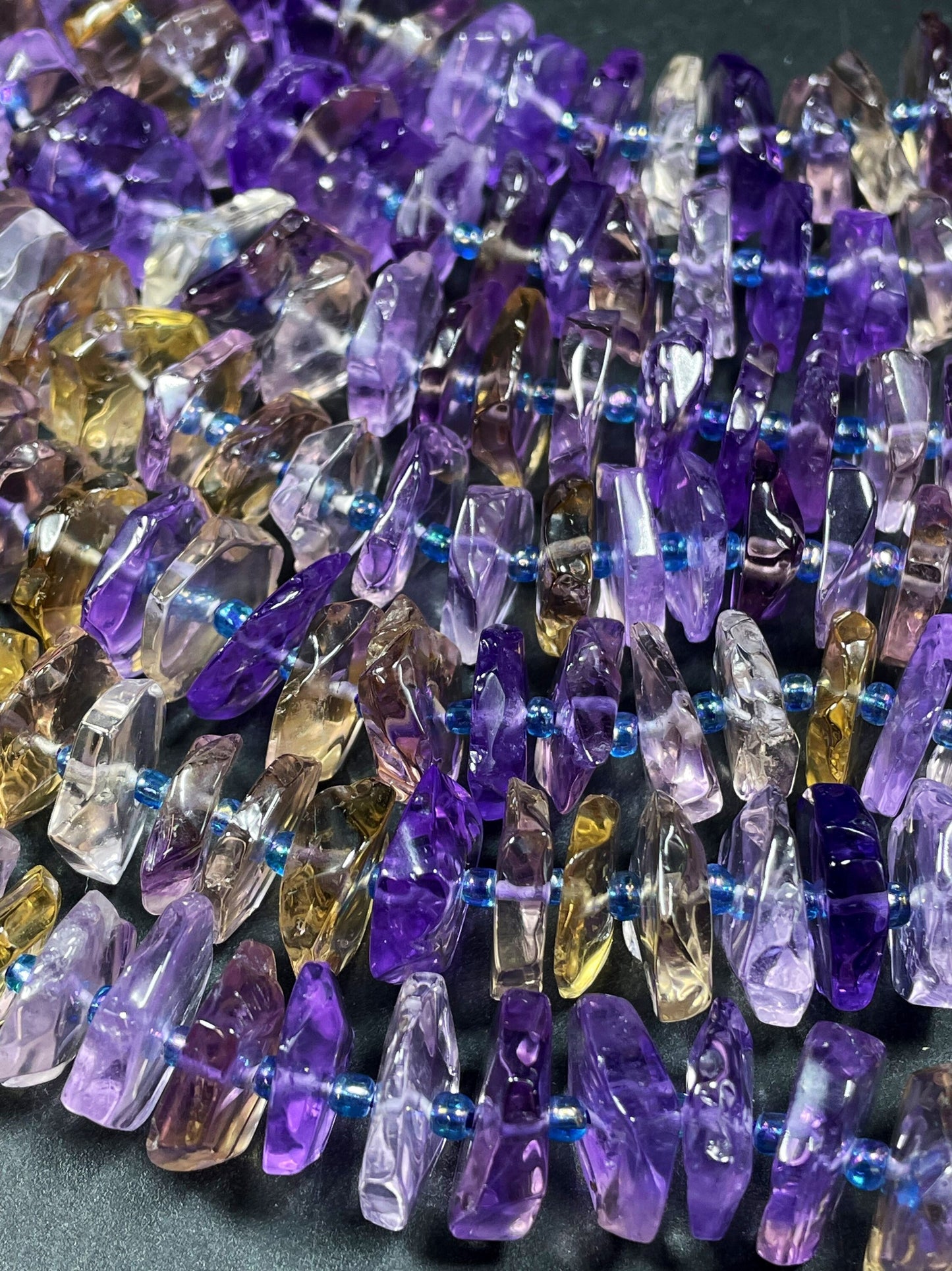 100% Natural Ametrine Gemstone Bead. Faceted 12mm Pinwheel Shape. Beautiful Natural Purple Honey Yellow Color. Super Clear Nice Quality!