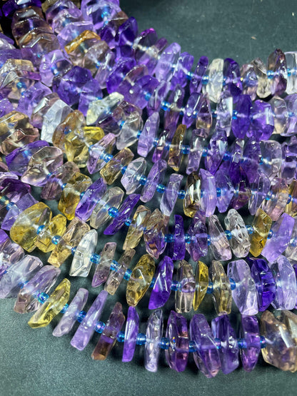 100% Natural Ametrine Gemstone Bead. Faceted 12mm Pinwheel Shape. Beautiful Natural Purple Honey Yellow Color. Super Clear Nice Quality!