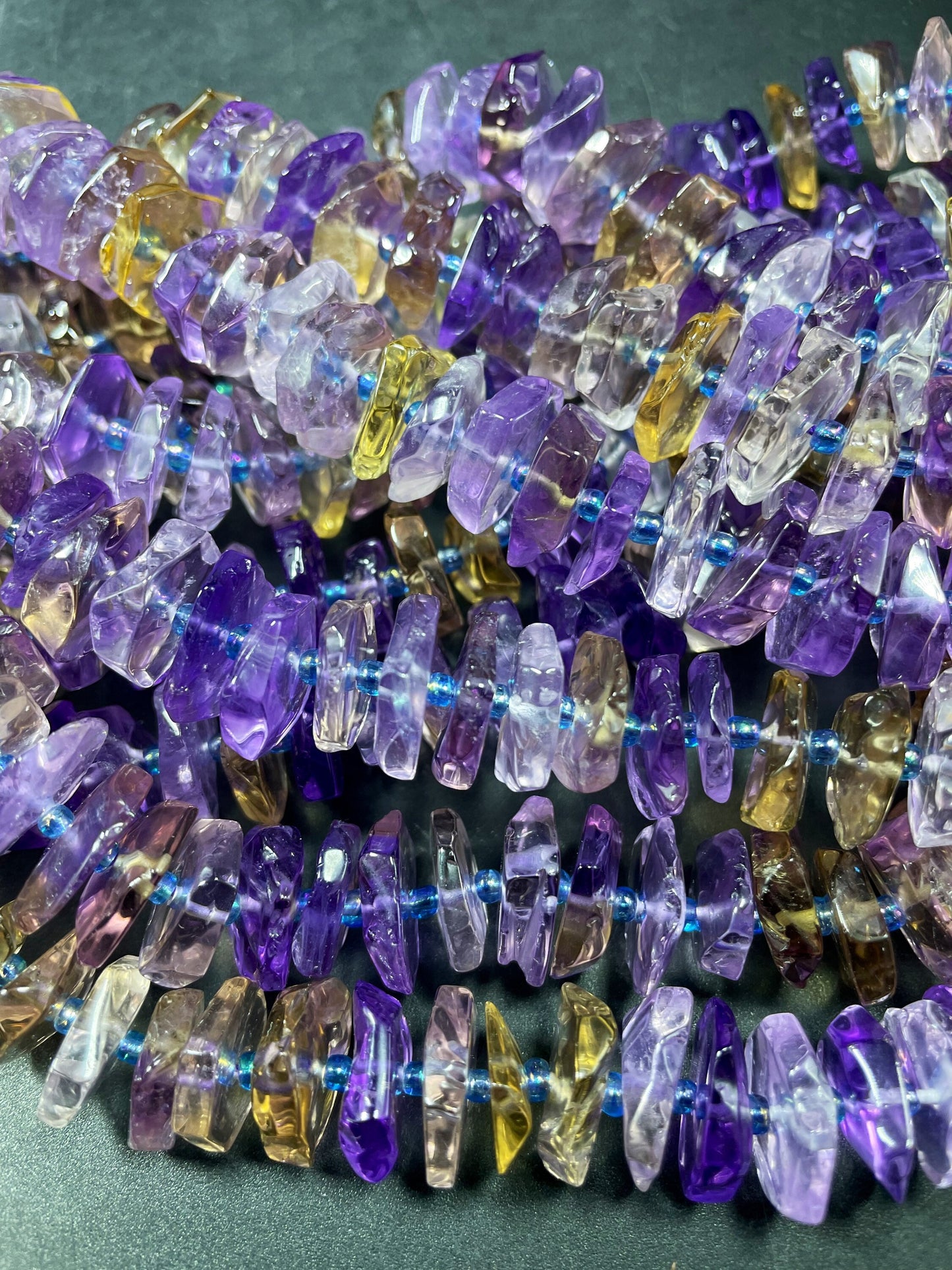 100% Natural Ametrine Gemstone Bead. Faceted 12mm Pinwheel Shape. Beautiful Natural Purple Honey Yellow Color. Super Clear Nice Quality!